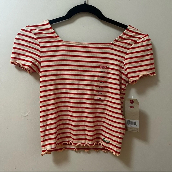 Levi's Other - Levi’s Striped Short Sleeve shirt with ruffles-Size Girls M- NWT